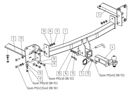 Фаркоп TowRus для Volkswagen Teramont 2022-2026 269092 в Пермь