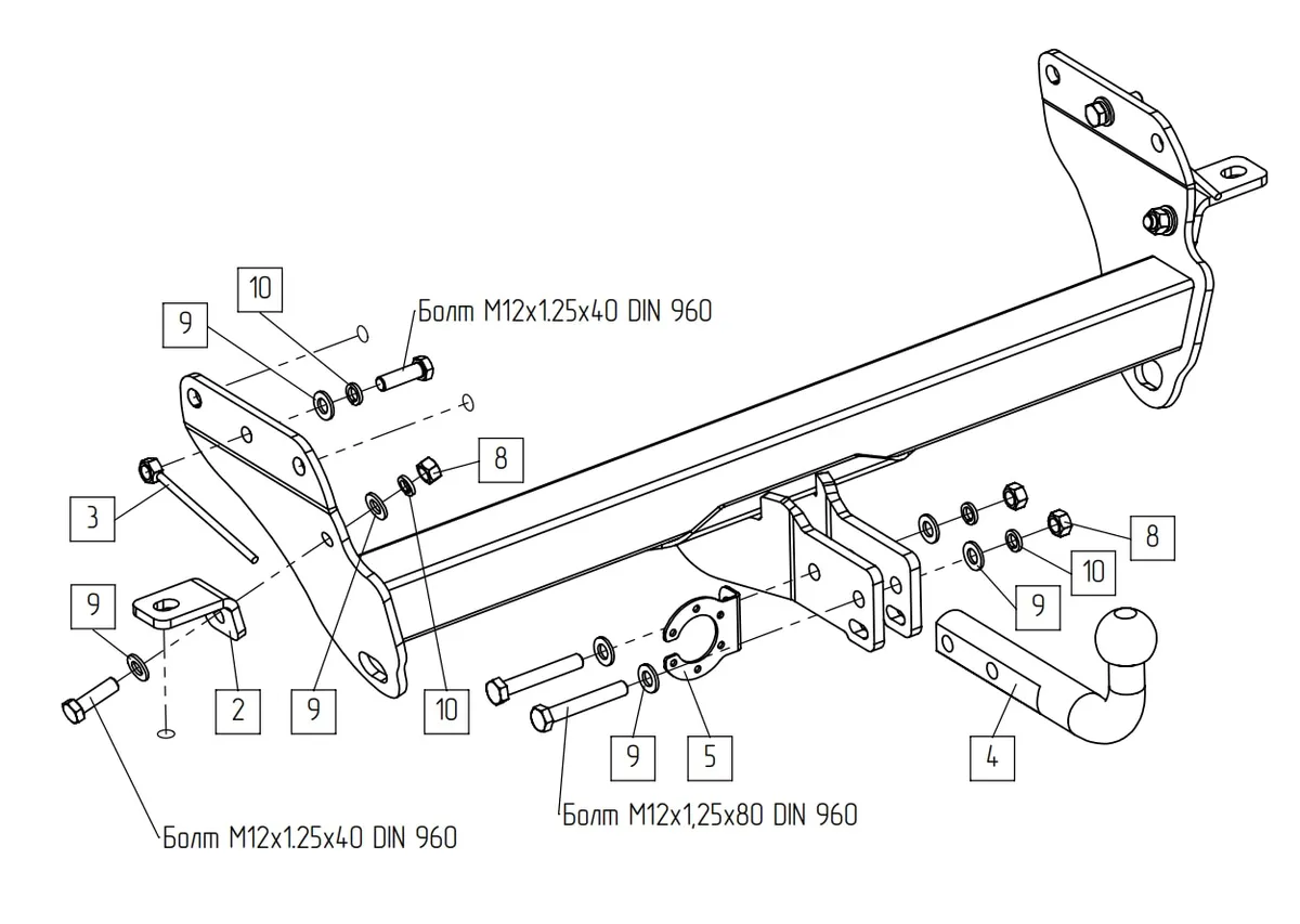 Фаркоп Baltex для Jeep Grand Cherokee 2010-2022 Арт. 049115 049115 в Пермь